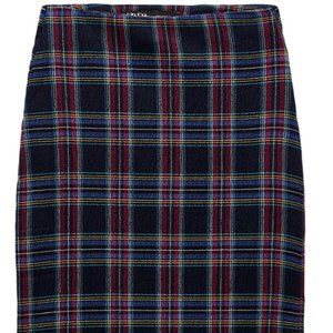 NWT ZARA PLAID MIDI SKIRT  NAVY BLUE - REF. 6416/203 sz. Medium